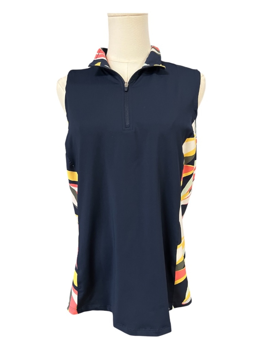 NWOT Lady Hagen Desert Getaway Sleeveless Golf Polo Retro Leaf Print | Size M